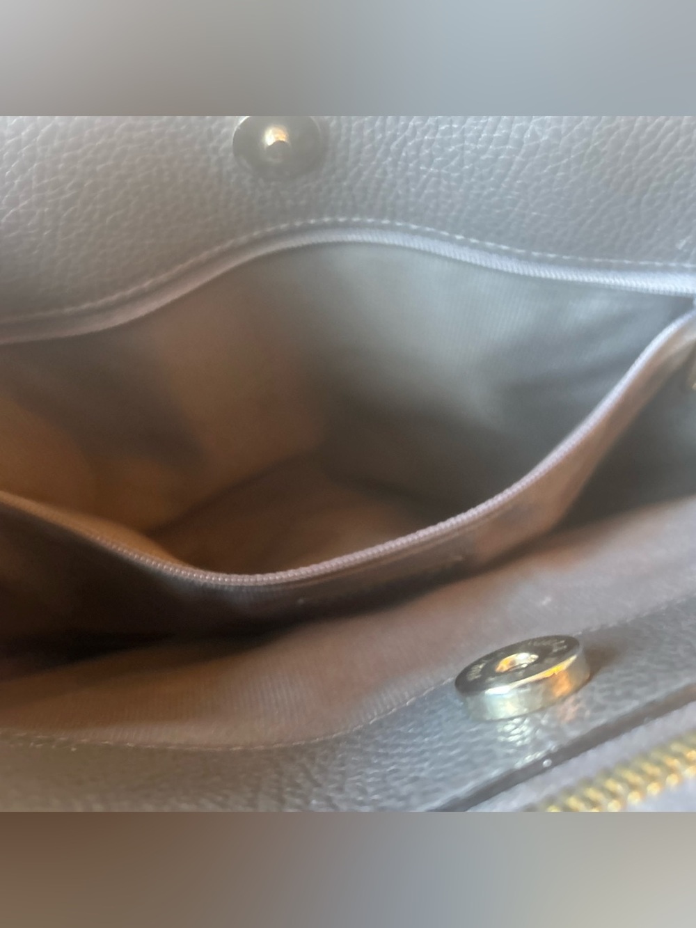 Furla Alba Dark Gray Pebbled Leather Tote with Gold Logo - Picture 5 of 11
